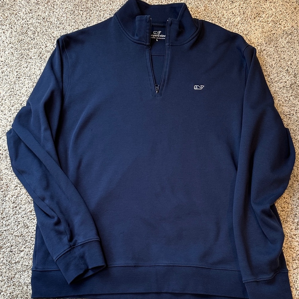 Vineyard Vines Men's Navy 1/4 Zip-Up thinner Shep shirt
